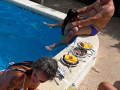 Incredible orgy by the pool with Sole Vargas, Mavi Burbujita, Massy Sweet