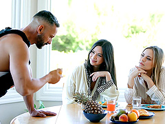 Nicole Aria and Cassie Del Isla share a cock in stunning lingerie