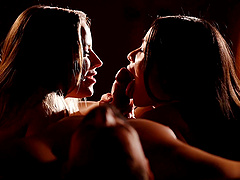 Nicole Aria and Cassie Del Isla share a cock in stunning lingerie