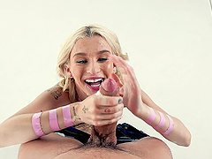 Petite blonde gets a hard pounding from a big cock