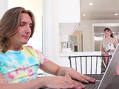 Brunette Pixie Smalls gets her asshole gapped by horny Axel Haze in the kitchen