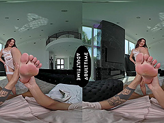 Nicole Doshi rides the big cock of Oliver Davis in a hot lingerie scene