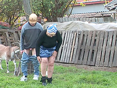 Granny Jenny gets banged outdoors by horny Steve