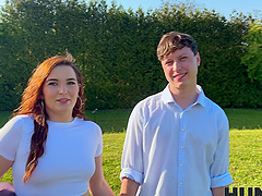 Suzie Sparklez cheats on her husband with her lover outdoors in a steamy scene.