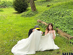 Czech couple George Uhl and Maya try doggy style sex outdoors