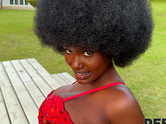 Lexi Luv handles a big white cock while her man shoots pool in this steamy scene.