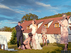 A hot bride is getting fucked by her husband in public