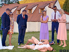 A hot bride is getting fucked by her husband in public