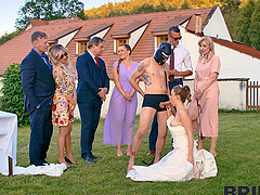 A hot bride is getting fucked by her husband in public