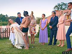 A hot bride is getting fucked by her husband in public