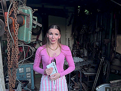 Hot couple Arina Shy and Steve Q enjoying outdoor sex