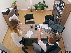 Maya and her hubby enjoy clothed sex in the office