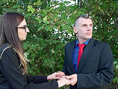 Una Fairy and her friend Michael Fly got banged in the car by lucky guy.