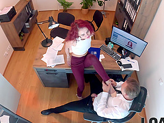 Redhead hottie Sirena Milano enjoys clothed sex with stanley