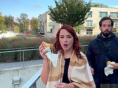 Redhead Norah Juliette gets fucked by her husband’s friend for money