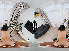 Brunette Mini Mitzi rides cock in reverse cowgirl position