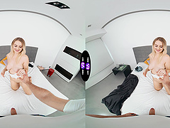 Busty blonde Kristy Waterfall rides cock with pleasure