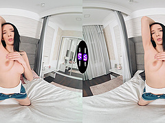 Hot brunette Jasmine Jayne fingers her pussy in a steamy solo session.