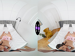 Skinny teen Matty Mila in reverse cowgirl action