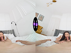 Skinny teen Matty Mila in reverse cowgirl action