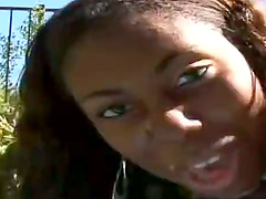 Ebony with Nice Natural Tits and Hot Butt Sucks and Fucks a White Dick