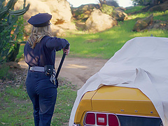 A couple is having fun in the car, enjoying their time together