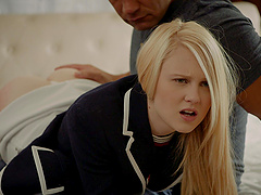 A couple, Christian Clay and Lily Rader, enjoy intimate moments with a blowjob.