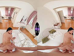 Ara Mix, a passionate brunette, rides her lover in reverse cowgirl