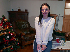 Skinny teen Emma Evans rides cock in reverse cowgirl