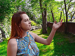 Redhead beauty Candy Red enjoys sex with her guy