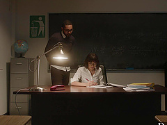 The pretty woman Janice Griffith has sex with her boyfriend in the office