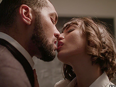 The pretty woman Janice Griffith has sex with her boyfriend in the office