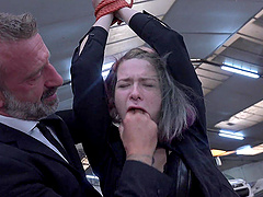 A sexy slave Emily Addams gets punished in the car by her owner