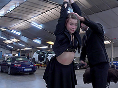 A sexy slave Emily Addams gets punished in the car by her owner