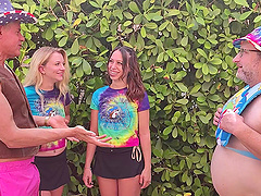 Threesome fun with riley, laya, and Porno Dan