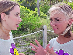 Two cute teens Chloe Temple and Khloe Kapri in a hot threesome with Dean Van Damme