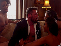 Manuel Ferrara and his friends fucked by hot ebony girls in an intense orgy.