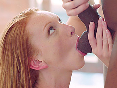 Redhead beauty Katy Kiss gets her pussy railed by bbc in steamy session