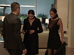 Xander Corvus is lucky to fuck two hot babes in a steamy threesome.