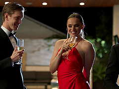 Tori Black gets fucked by pool in steamy threesome