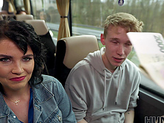 Charlie Dean and Federika in a wild bus ride with a stunning view