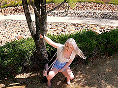 Petite Haley Spades gets her big cock sucked in the middle of nowhere