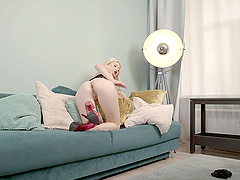 A sexy woman in white underwear plays with her pussy Snow Princess