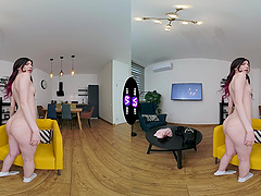 Luna Lynx rides cock in reverse cowgirl with long hair