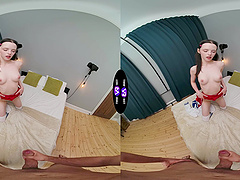 Brunette teen Dakota Doll rides cock in reverse cowgirl