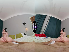 Brunette teen Dakota Doll rides cock in reverse cowgirl