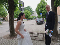 Bald pussy bride Matty Mila Perez fucked hard in doggystyle by her husband