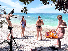 Two hot lesbians rebeka and Miss Pussycat enjoy the beach