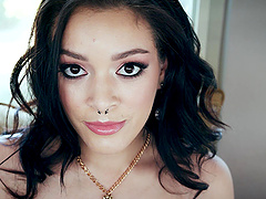 Brunette with big natural tits Violet Smith gets fucked hard