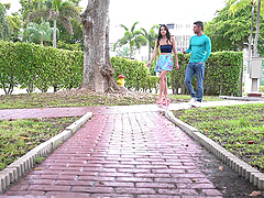 A passionate couple, Tyler Steel and Riley Jean, have a hot clothed sex